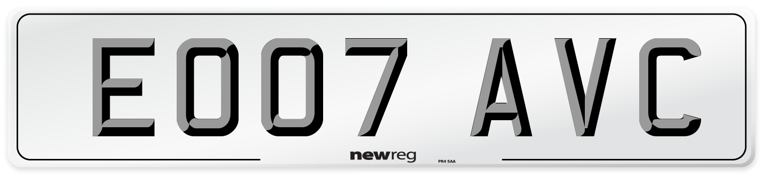 EO07 AVC Number Plate from New Reg